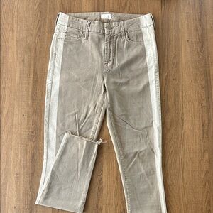 MOTHER Two-Tone Ankle Jeans in Tan and Cream